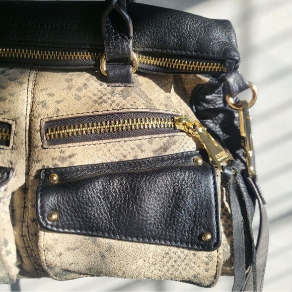 AIMEE KESTENBERG Python Snakeskin Prints Foldover Dual Pockets Shoulder Bag 12x9 - Picture 5 of 15